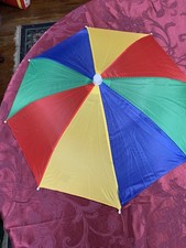 6 pack umbrella Hat with Elastic Band, Rainbow Waterproof Fishing Umbrella Hat