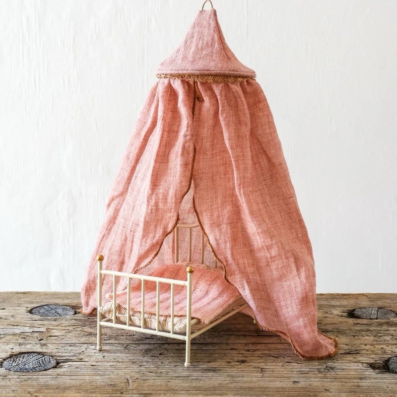 Maileg Miniature Bed Canopy/Netting Rose Cotton (no bed)