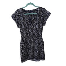 GAP Black White Abstract Short Sleeve Dress with Pockets Size Small
