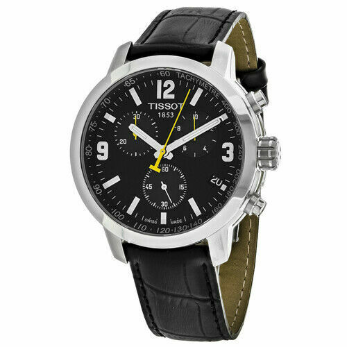 Tissot Men's Chrono Black Leather Black Dial Watch T0554171605700 | eBay