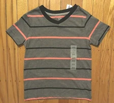 NWT Boy's Old Navy Gray Multi-color Striped V-Neck Shirt - Size XS 5