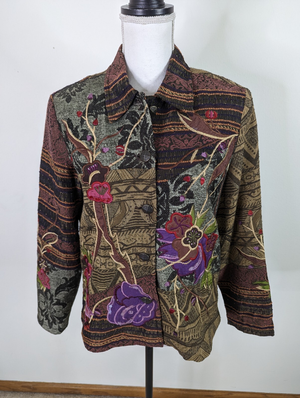Coldwater Creek Jacket Sequins Patchwork Embroide… - image 1