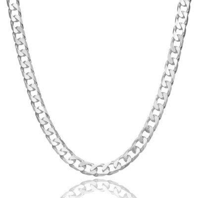 Bijoux collier chaine argent massif 925 sterling maille gourmette