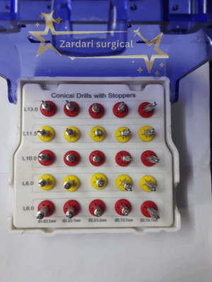 integral stoppers Dental Kit 25pcs Set Conical Drills with  Implant Guided