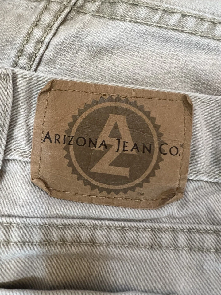 Jeans Arizona De Colección Años 90 Hombres Calce Relajado Caqui Claro Beige Denim 48x29 Hecho en EE. UU. Foto 4 de 4