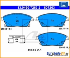 Brake pad set, disc brake ATE 13.0460-7263.2 for Opel