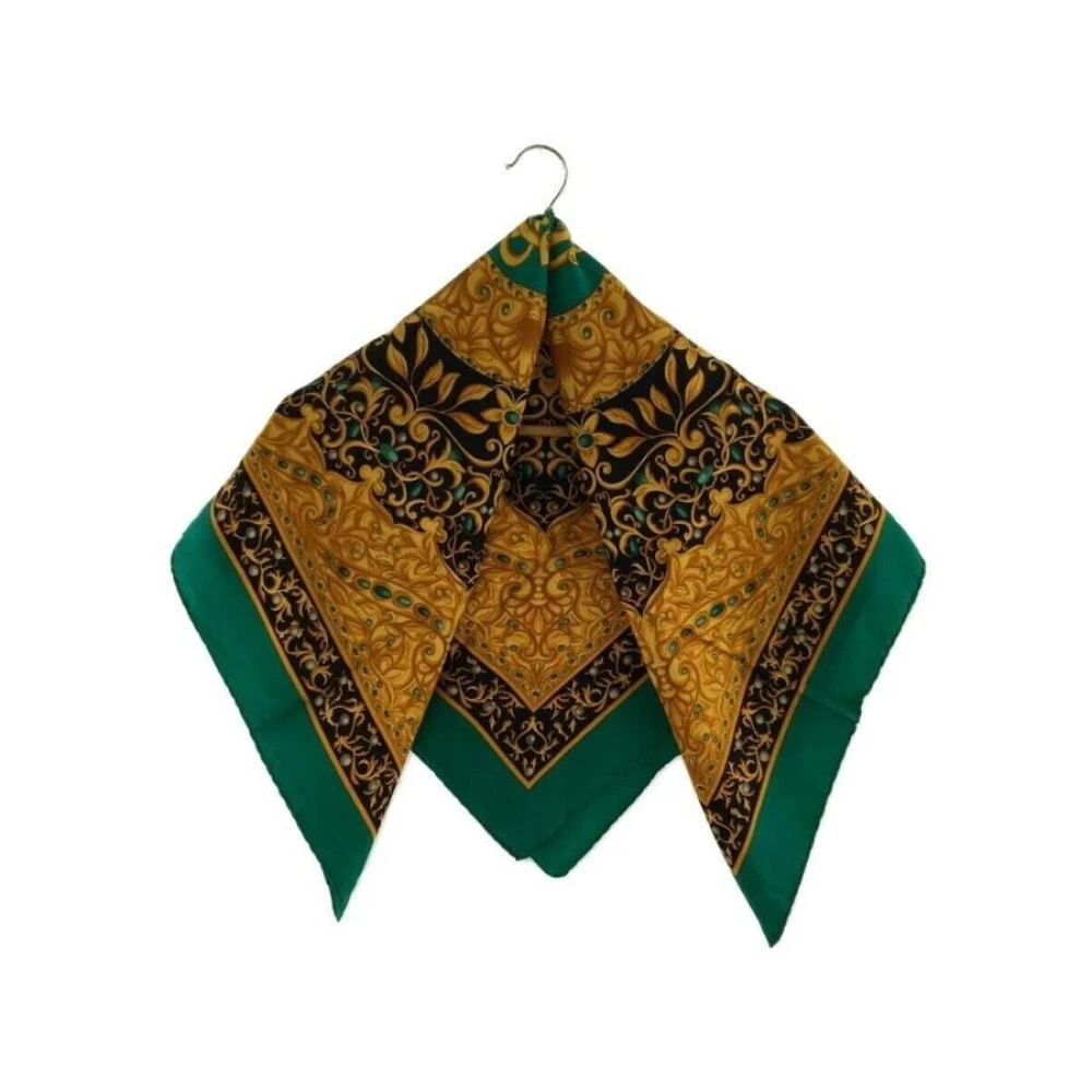 Christian Dior foulard carré soie 34x33 pouces vert soie 04894a