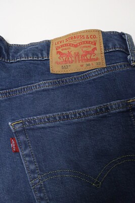 LEVI'S 512 Jeans Men's W36/L32 Blue Denim Tapered Fit Whiskered