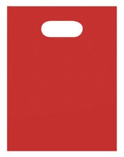 Plastic Bags 1000 Red Low Density Shopping Merchandise Die Cut Handles 9" x 12"