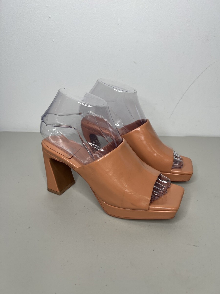 Jeffrey Campbell Womens Peach Caviar Leather Peep-Toe Platform