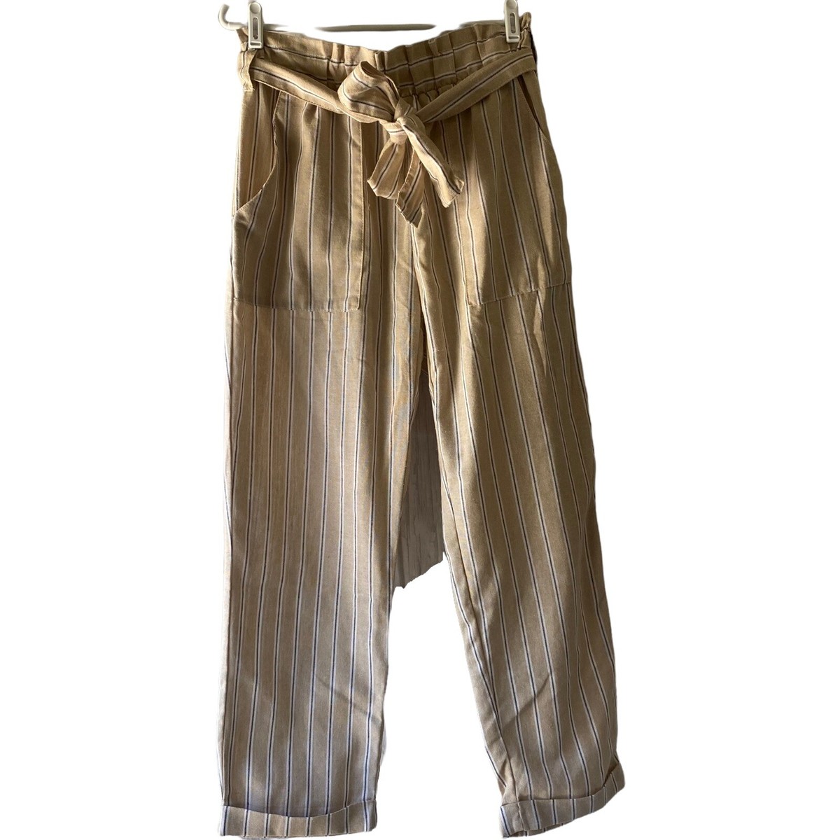 NWT Cisono Linen Collection Pants Womens XL Brown White