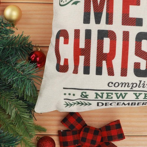 DecorX Christmas Pillow Covers 18×18 Inch Set of 4 Black and Red Buffalo Plaid - Picture 5 of 7