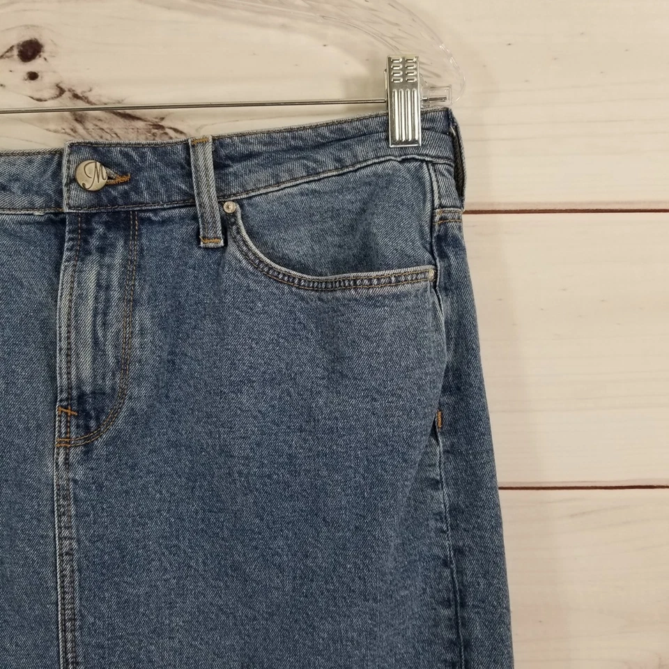 Minifalda lápiz Mavi para mujer talla L azul denim bolsillos con dobladillo crudo. Foto 3 de 4