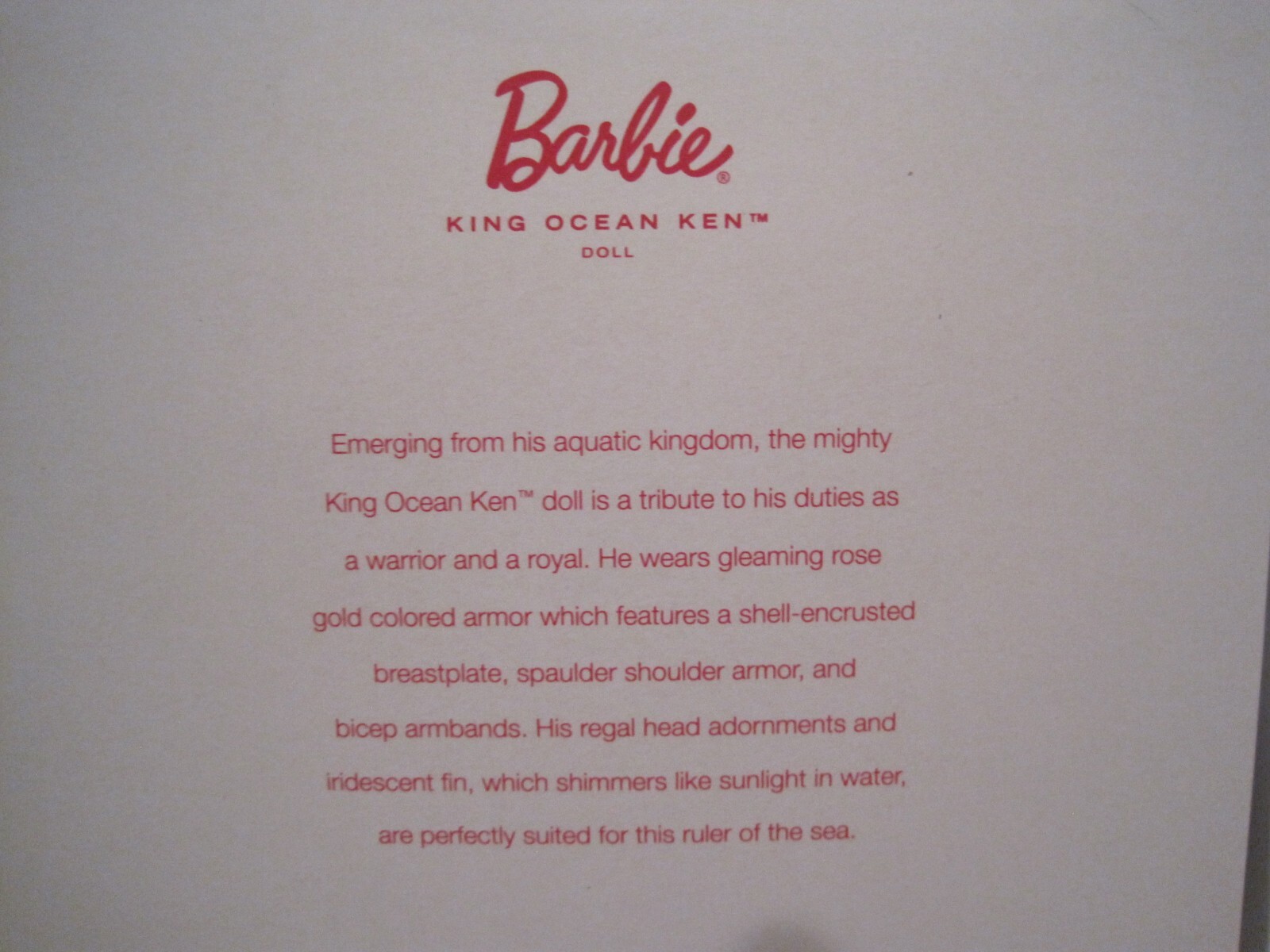 2021 MATTEL BARBIE SIGNATURE KING OCEAN KEN DOLL 14" TALLGTJ97 SOLD