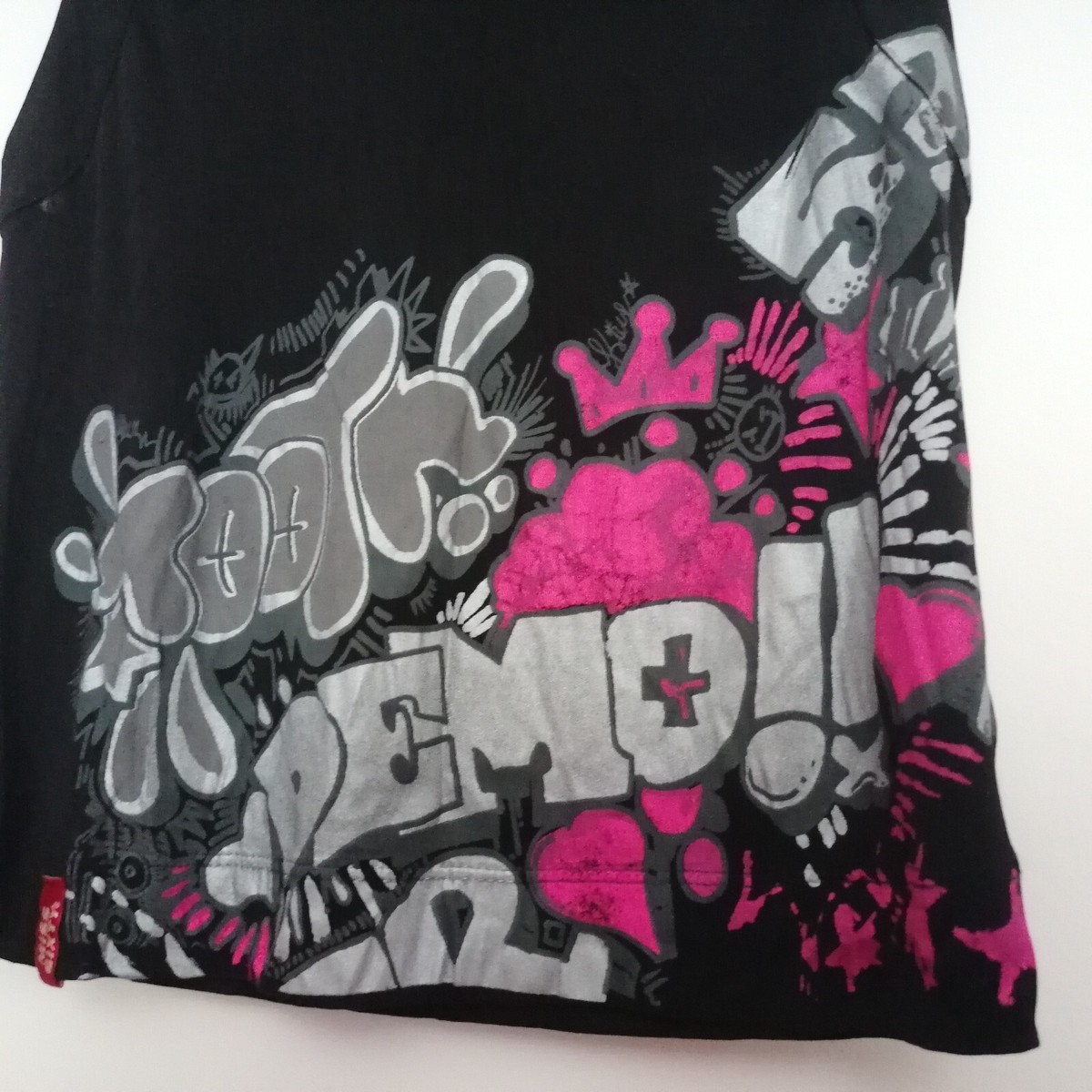 Vintage Miss Sixty graffiti graphic top shirt cami Tank top Black