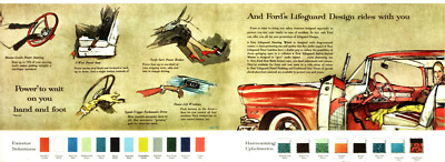 1956 Ford Interior Fabric and Exterior dealer wall color illustration 7 x 19 