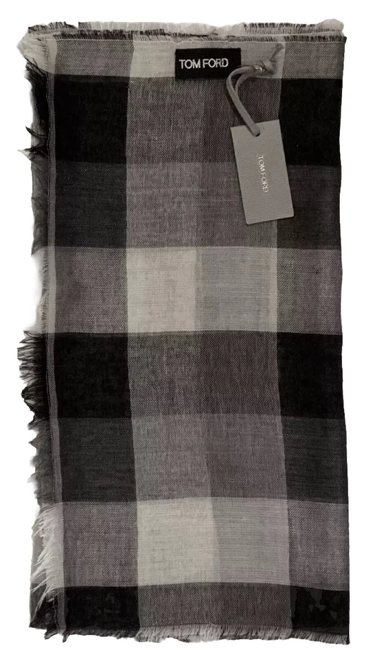 $695 NUEVO TOM FORD BUFANDA CACHEMIR ALGODÓN SEDA HOMBRE CHAL GASA 30 X 14 Foto 2 de 4