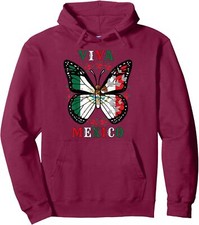 Viva Mexico Mexican Independence Day Butterfly Flag Unisex Hooded Sweatshirt