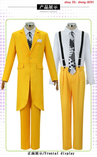 The Mask Jim Carrey Cosplay Costume Halloween Yellow Suit Carnival Uniform W/Hat - Picture 11 of 20