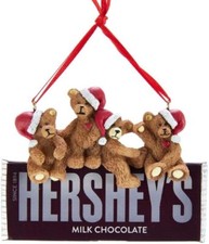 Kurt Adler Holiday Hershey's Bears On Hershey Chocolate Bar Ornament