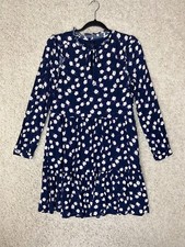 J. Crew Tiered Dress Womens Small Blue Floral Pockets Ruffle Long Sleeve Preppy