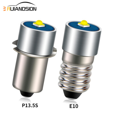 2pcs E10 LED Flashlight Bulb P13.5S Lantern Work Light 3V-18V Negative Earth 