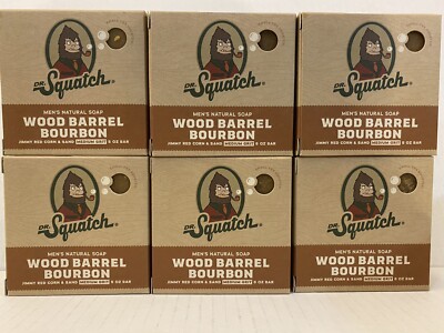 DR. SQUATCH MEN S NATURAL SOAP WOOD BARREL BOURBON 5 OZ BAR X 6 BARS BRAND NEW