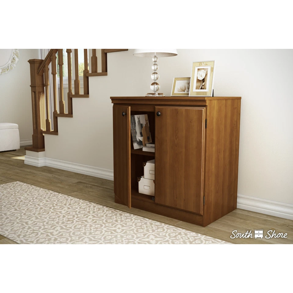 Gabinete de almacenamiento South Shore Morgan pequeño de 2 puertas marrón cereza real Foto 2 de 4