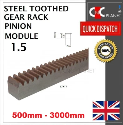 MODULE 1.5 17X17 STEEL TOOTH GEAR RACK PINION CNC PLASMA ROUTER 500 1000 2000 UK