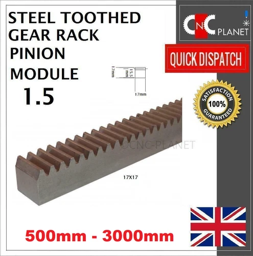 MODULE 1.5 17X17 STEEL TOOTH GEAR RACK PINION CNC PLASMA ROUTER 500 1000 2000 UK