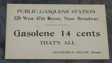 1911 Public Gasolene Gasoline Station 14 Cents Gallon 47th Street New York rare