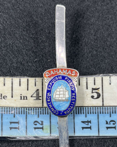 Vintage c1970 BM CO Sterling Silver Enamel Bahamas Cocktail Stirrer Spoon 8.50” - Picture 2 of 9