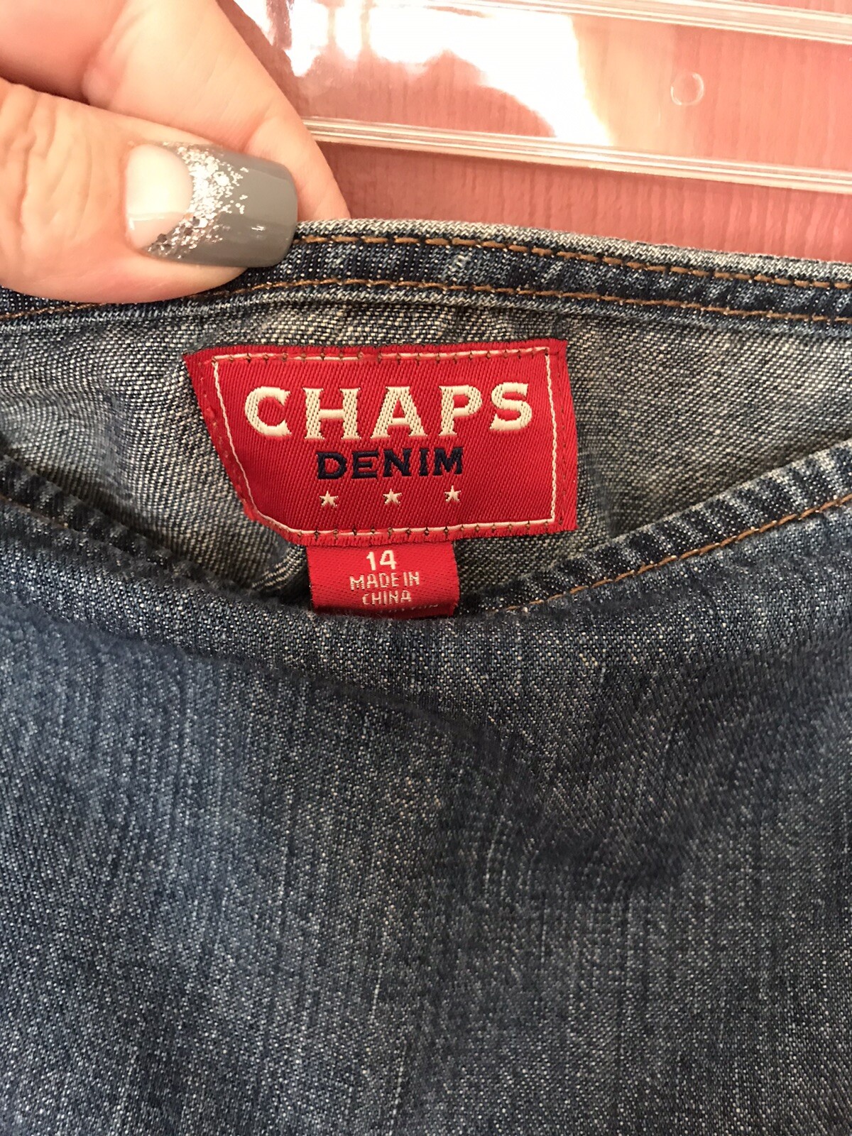 Womens Chaps Denim Flared Jean Skirt Size 14 Gem