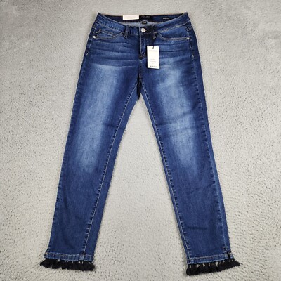 Judy Blue Jeans Womens 7/28 Blue Stretch Skinny Fit Faded Tassels