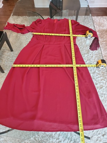SHELN Curve Women's Red Elastane Round Neck Long Sleeve Long Maxi Dress Size L - Picture 13 of 15