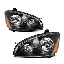 For 2005-2006 Nissan Altima Sedan 4Dr Black Headlights Assembly 05-06 Lamps Pair