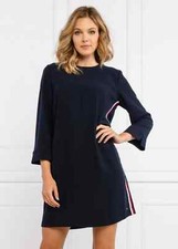 Tommy Hilfiger Dress Short Dark Blue Solid Small Logo Short Sleeve 4 Size