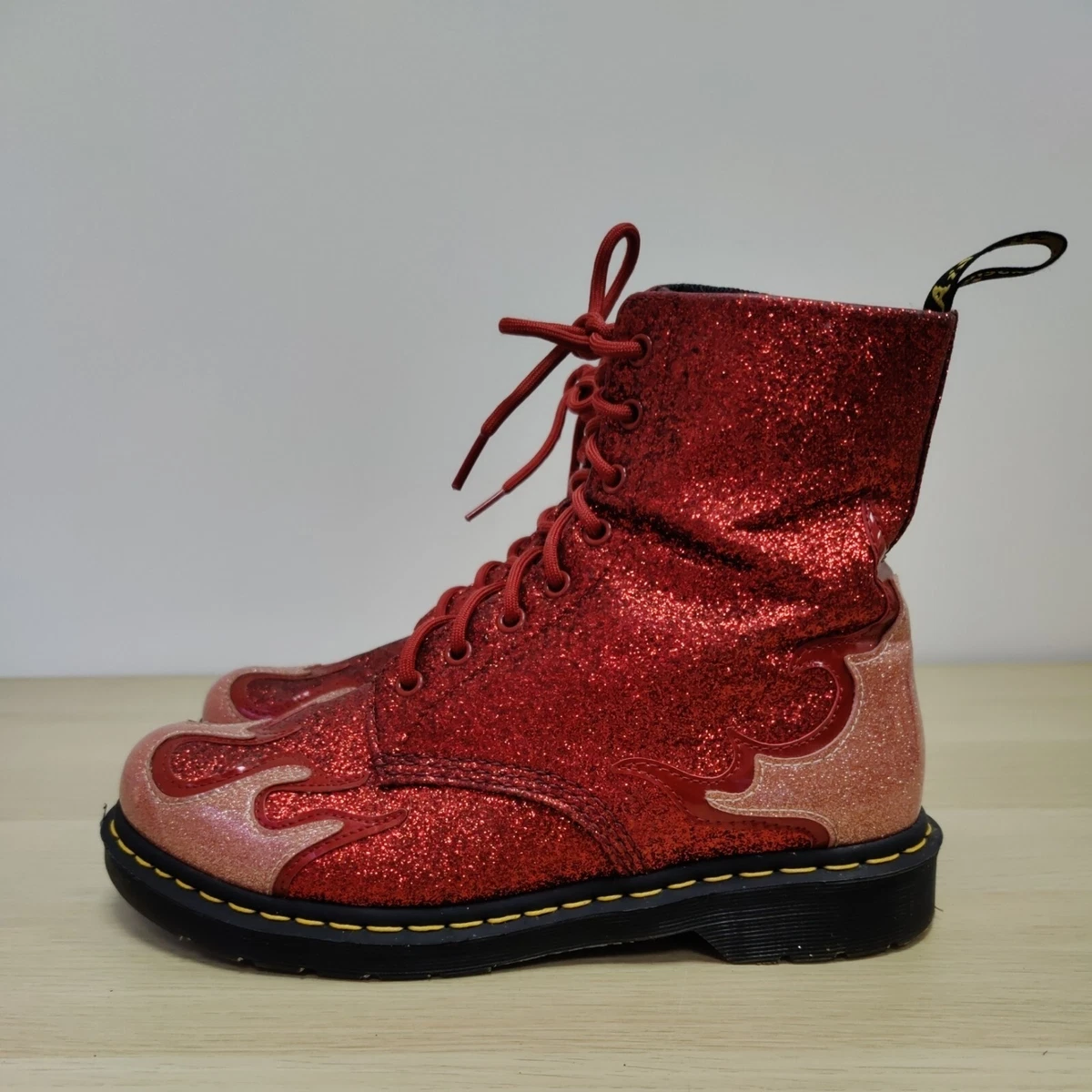 Dr martens sales glitter red