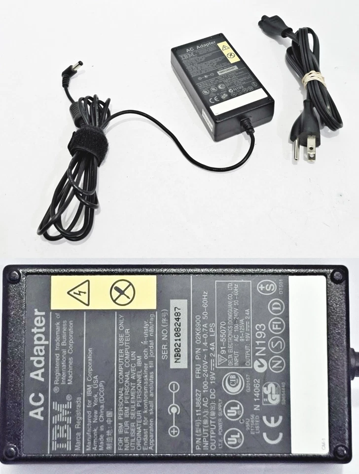Cargador adaptador fuente de alimentación IBM 11J8627 AC DC 19V 2.4A para Thinkpad 310 OEM Foto 4 de 4