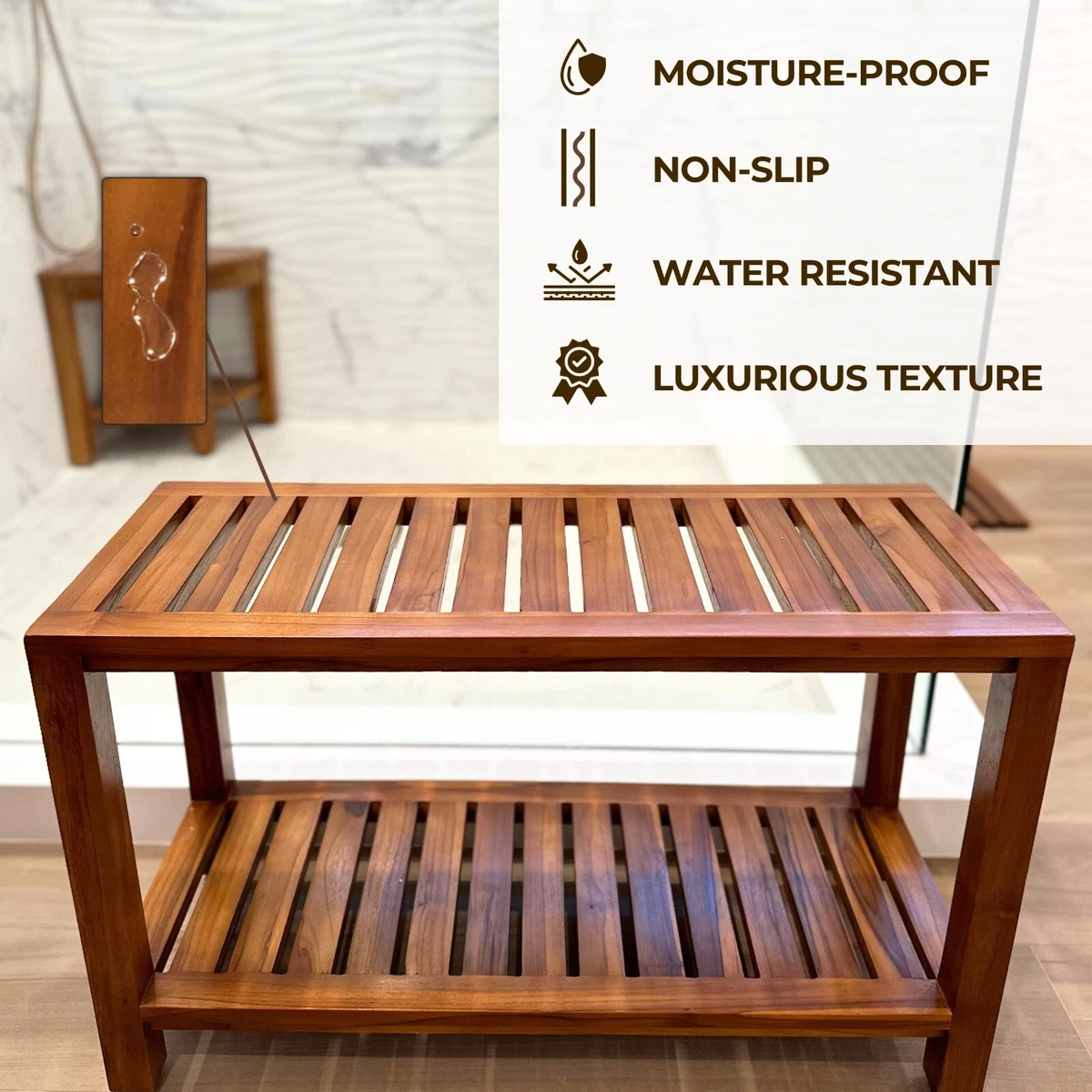 30 teak shower bench sale
