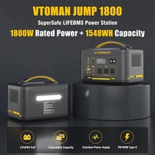VTOMAN Jump 1800 Portable Power Station 1800W With Extra Battery 3096Wh Capacity
