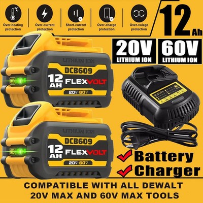 2Pack 9.0Ah for DeWalt FLEXVOLT 20V/60V MAX Battery Lithium-ion DCB609 /Charger