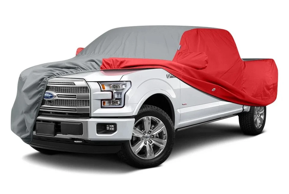 For Dodge D150 77-89 WeatherShield HP Two-Tone Gray Custom Car Cover w Red Sides Foto 2 de 4