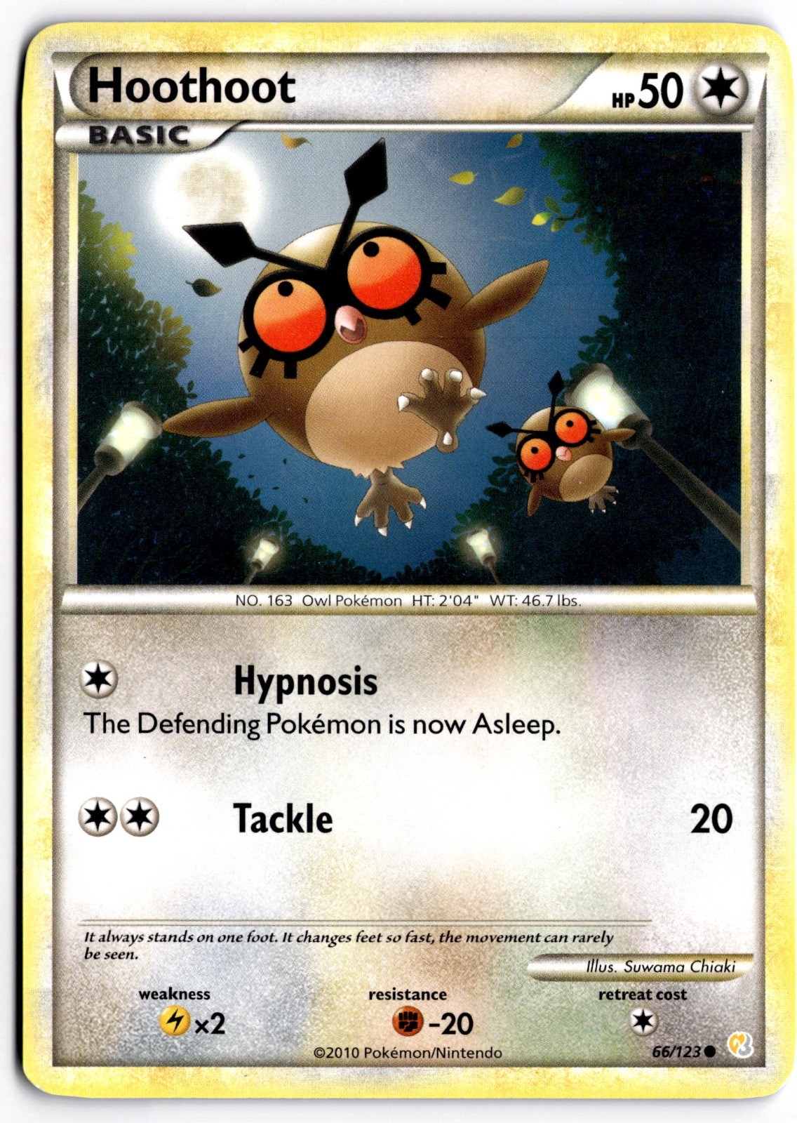 Pokemon TCG Hoothoot 66/123 HeartGold SoulSilver Common LP