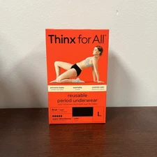 Thinx For All Period Underwear, Womens Reusable, Super Absorbency, Black Large
