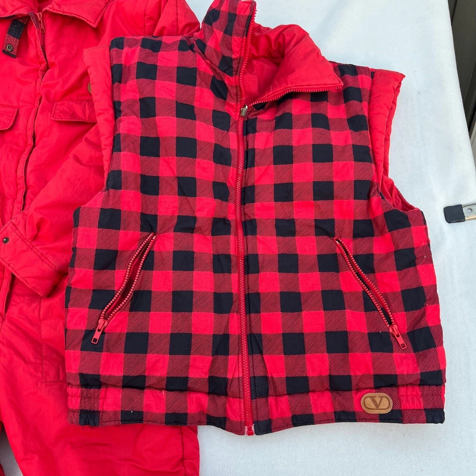 De Colección Valentino Active Deportes Rojo Traje de Esquí Una Pieza y Chaleco Puffer Conjunto Mujeres Talla 44 Foto 2 de 4