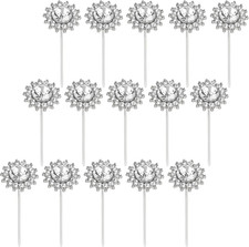 15Pcs Diamond Pins for Bouquets, Rhinestone Flower Head Decorative Pins, Diamond