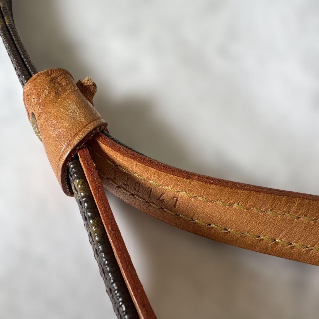 LOUIS VUITTON Dog Leash Monogram Leather Brown Gold Hardware
