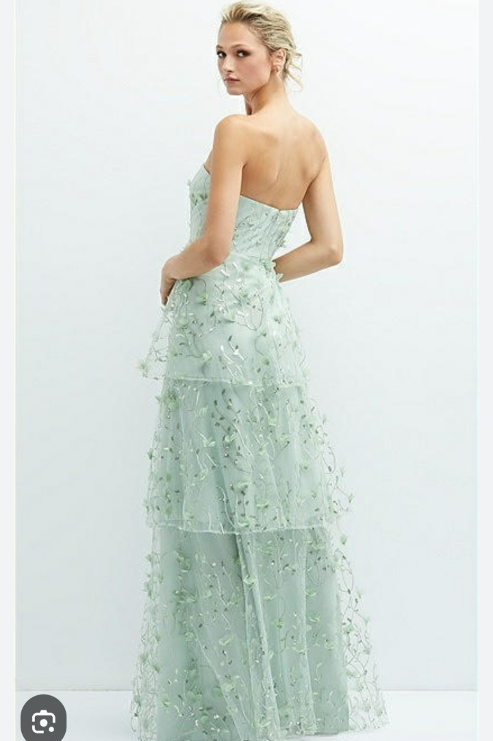 dessy collection sequin embroidered dress Dessy Collection Sequin Embroidered Strapless Tiered Gown size 14