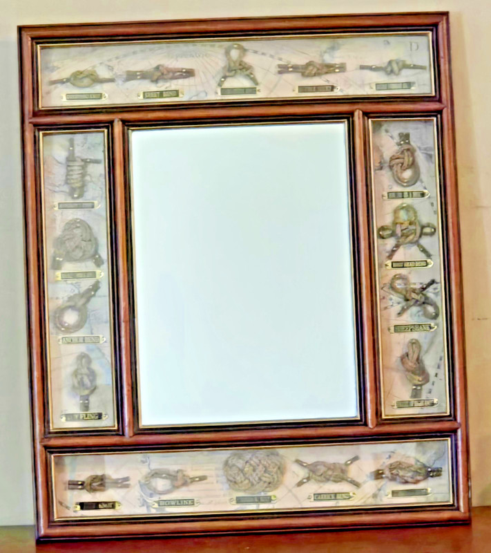 Nautical Accent Mirror *18 different sailor knots* shadow box wall hanging 15x17